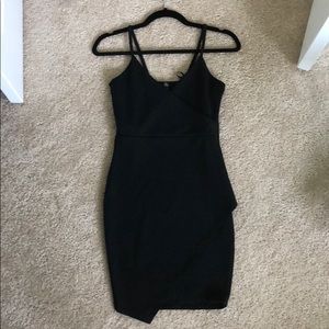 Black petite wrap tight dress
